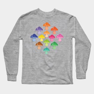 Mushroom Mix in Rainbow colours Long Sleeve T-Shirt